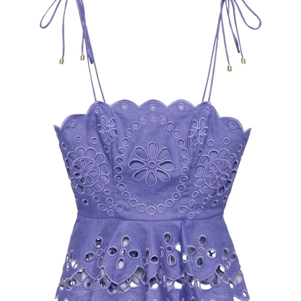 Zimmermann Pop Broderie Angelaise Purple Top - Damaged Zipper